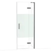 Maxaro Diamond Douchedeur | 80 cm Zwart metaal Helder met matte strook Draaideur