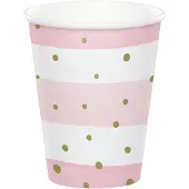 Creative Party Bekers babyshower roze en wit 266ml | 8 stuks