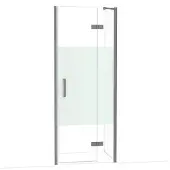 Maxaro Diamond Douchedeur | 80 cm Zwart metaal Helder met matte strook Draaideur
