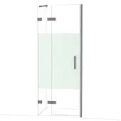 Maxaro Diamond Douchedeur | 80 cm Zwart metaal Helder met matte strook Draaideur