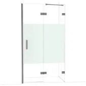 Maxaro Diamond Douchedeur | 110 cm Zwart metaal Helder met matte strook Draaideur