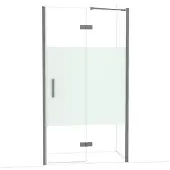 Maxaro Diamond Douchedeur | 110 cm Zwart metaal Helder met matte strook Draaideur