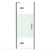 Maxaro Diamond Douchedeur | 80 cm Zwart metaal Helder met matte strook Draaideur