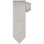 Profuomo Beige zijden das met fijn blauw patroon