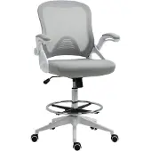 Vinsetto Staande Bureaustoel Polyester, Plastic 64L x 60B x 106-126H cm Lichtgrijs