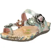 LAURA VITA Teenslipper beige / pastelblauw / brons