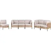Beliani OMEGANA - Loungeset 6-zits - Lichtbeige - PE rotan
