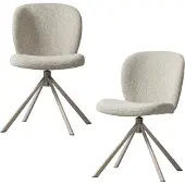 Woood Femke Eetkamerstoelen - Bouclé - Naturel - Set van 2