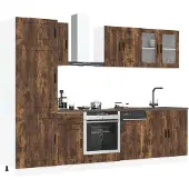 vidaXL 8-delige Keukenkastenset Porto bewerkt hout gerookt eiken