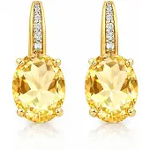 Cilla Jewels 925 Zilveren Oorbellen met Grote Citrine Steen