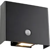 JUST LIGHT Wandlamp buiten met bewegingssensor Amin, zwart, Hal, Aluminium, Modern