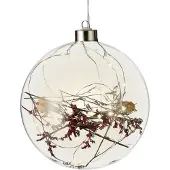 Lumineo LED Bol Met Bloemen Ø14cm 15LED Transparant transparant Glas Decoratief
