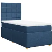 vidaXL Boxspring met matras stof blauw 90x200 cm