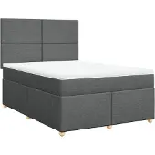 vidaXL Boxspring met matras stof donkergrijs 160x200 cm