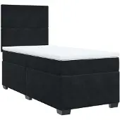 vidaXL Boxspring met matras fluweel zwart 90x190 cm