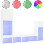 vidaXL Woonkamerwand, 4-delig, met LED-verlichting, wit, van houtvezel