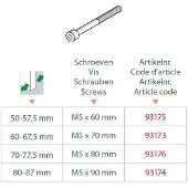 Artitec Set van 2 bouten M5x70 tbv Nova en Quattro veiligheidsrozet voor deurdikte 60-67.5 mm