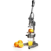 Lumaland roestvrijstalen sapcentrifuge | Hoogwaardige, zeer stille, handbediende citruspers | Stijlvolle handpers, onderhoudsvrij en krachtig voor veel meer sap | Eenvoudig verse sappen persen