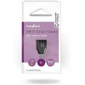 Nedis USB-C Adapter - USB 3.2 Gen 1 - USB-C Male - USB-A Female - 5 Gbps - Rond - Vernikkeld - Zwart - Doos