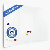 Master of Boards Glasbord - Magnetisch & Beschrijfbaar - Wandbord - Schrijfbord - Prikbord - Memobord voor Keuken - Wit - 60 x 90 cm