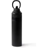 Roly Zwarte Dubbelwandige RVS thermosfles 700 ml inclusief draaggreep