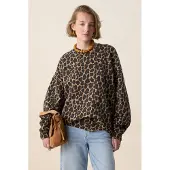 Sissy-Boy Beige sweater met leopard print | Maat: M
