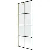 Mexen Next enkelvleugelige badwand 70 x 150 , zwart raster, goud - 895-070-000-00-77-50