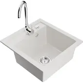 Mexen Vito granieten spoelbak 1-komors met keukenmengkraan Telma, wit - 6503-20-670200-00