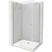 Mexen Roma draaideur-douchecabine 90 x 80 , transparant, goud + Flat douchebak - 854-090-080-50-00-4010