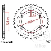 JT Sprockets 520 Sc Jtr897.52sc Steel Achtertandwiel