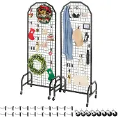 Vevor Rasterwandpanelen 60 x 164 cm 2 stuks Roldisplaystandaard met 20 haken