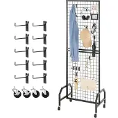 Vevor Grid Wall Panels Grid Wall 60 x 164 cm 1 st. Oprolbare displaystandaard met 10 haken