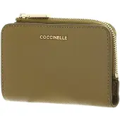 Coccinelle Leren portemonnee Metallic Soft Wallet Seagrass kaki