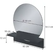 Vicco Badkamerspiegel Elyra Zwart 50 x 54.5 cm met plank, Model 58387