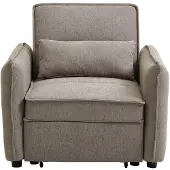 Vente-unique Slaapfauteuil in taupe stof FENORA