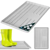 KOTARBAU Schoenenlekbak, Lekbak Schoenen, Kunststof, 60 x 40 cm, Grijs, Schoenendruipbak, Schoenmat, Laarzen Afdruipmat, Lekbak voor Natte Schoenen, Schoenafdruipbak, Schoenenschaal