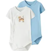 Name it Rompertje/body 'NBMVACION' lichtblauw / zwart / wit