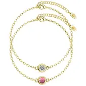 MYC Paris Geboortesteenarmbanden - Goud, kristal en roze