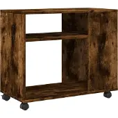vidaXL Bijzettafel met wieltjes 70x35x60 cm hout gerookt eikenkleurig