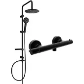 Mexen Carl opbouwdoucheset met regendouche en thermostatische douchekraan Slim, zwart - 77105240-70