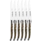 Laguiole En Aubrac Abalone Shell, Brushed Stainless Steel, 6-delige steakmessenset