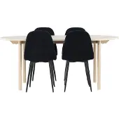 Ebuy24 Andy eethoek tafel 90x180cm en 4 teddy stoelen whitewash.