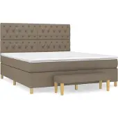 vidaXL Boxspring met matras stof taupe 160x200 cm