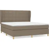 vidaXL Boxspring met matras stof taupe 180x200 cm