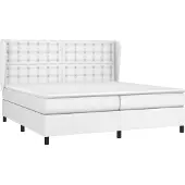 vidaXL Boxspring met matras kunstleer wit 200x200 cm