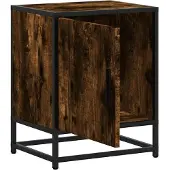 vidaXL Nachtkastje 40x31x50 cm bewerkt hout en metaal gerookt eiken