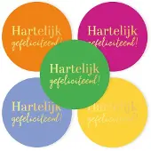 Kassaplan Stickers Hartelijk Gefeliciteerd Kleurig Verschillende verschillende Papier