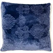 Louis Zachte Kussenhoes "Royal Chic" met Lammy - Marineblauw 40x40cm