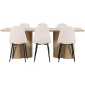 Ebuy24 Olivia eethoek tafel 100x210cm en 6 velours stoelen naturel.