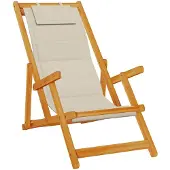 vidaXL Opvouwbare stoel met armleuningen Taupe Acaciahout & Textileen